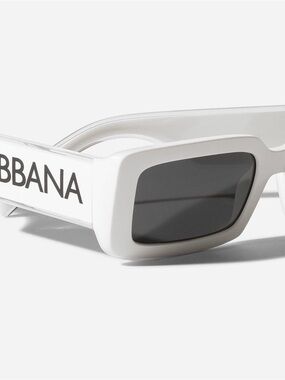 NWOT Dolce & Gabbana DG6187 White Rectangular Logo Sunglasses